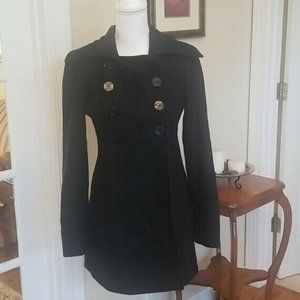 Black wool short coat